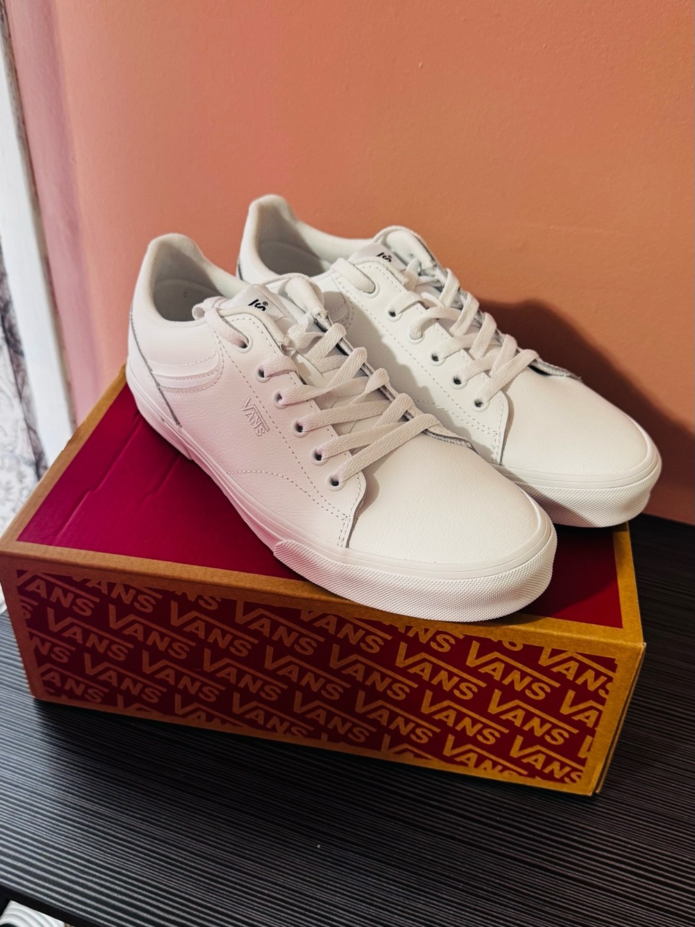 Women’s Vans Seldan Leather White Sneakers Skate Shoes 507698